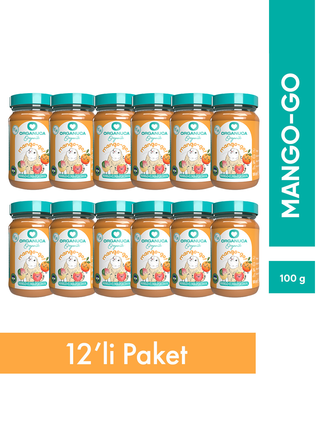 12'li Organik Ek Gıda Mango-Go 100 G (Meyve-Sebze Püresi)