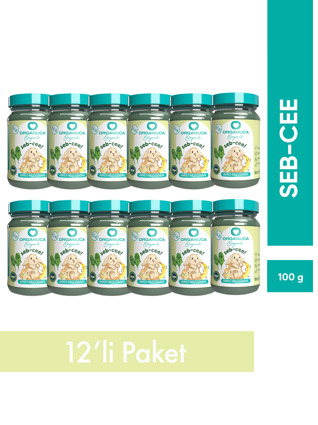 12'li Organik Ek Gıda Seb-Cee 100 G (Meyve-Sebze Püresi)