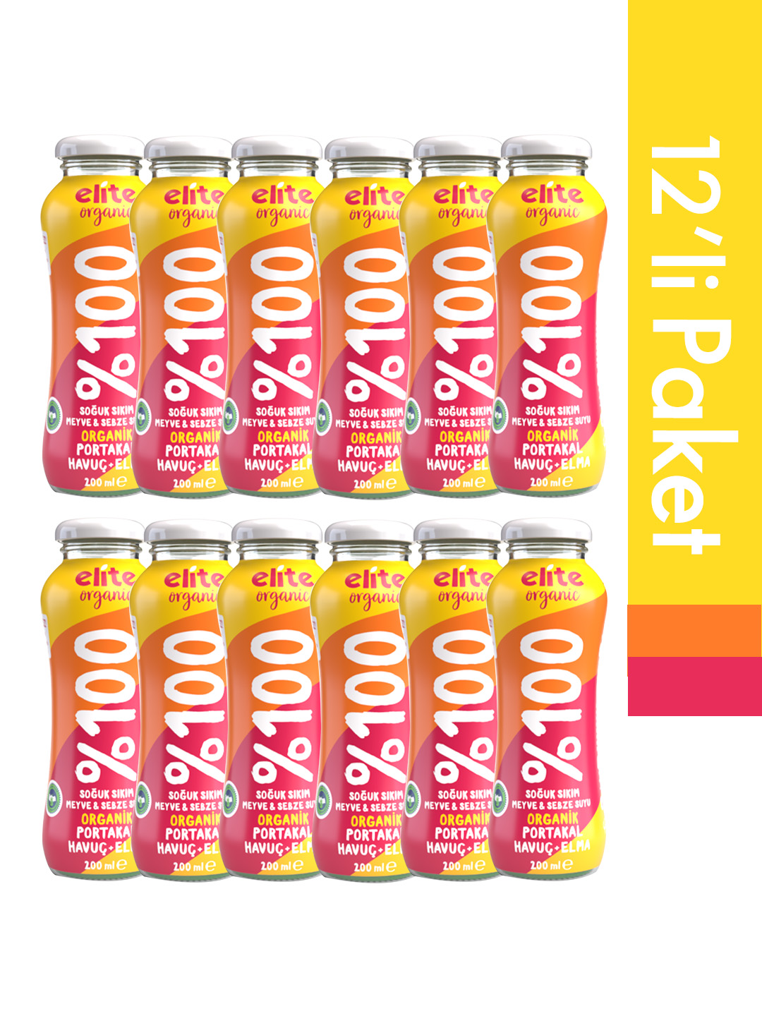 12'li Organik Elma-Portakal-Havuç Suyu 200 Ml