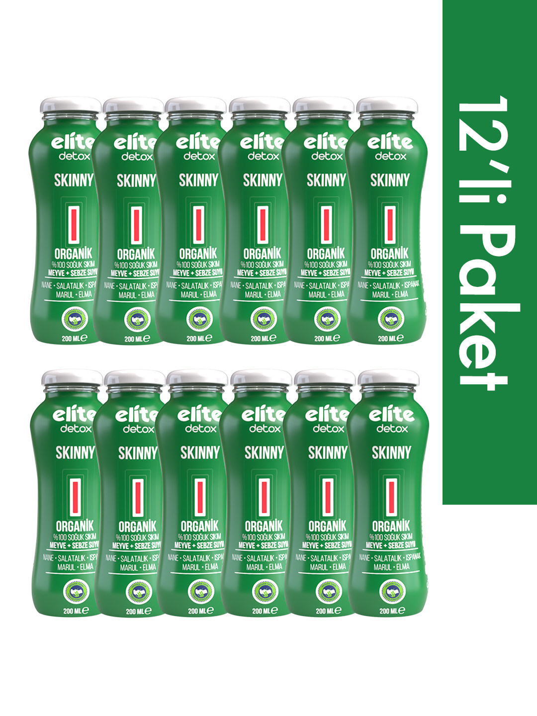 12'li Organik Skinny %100 Meyve-Sebze Suyu 200 Ml