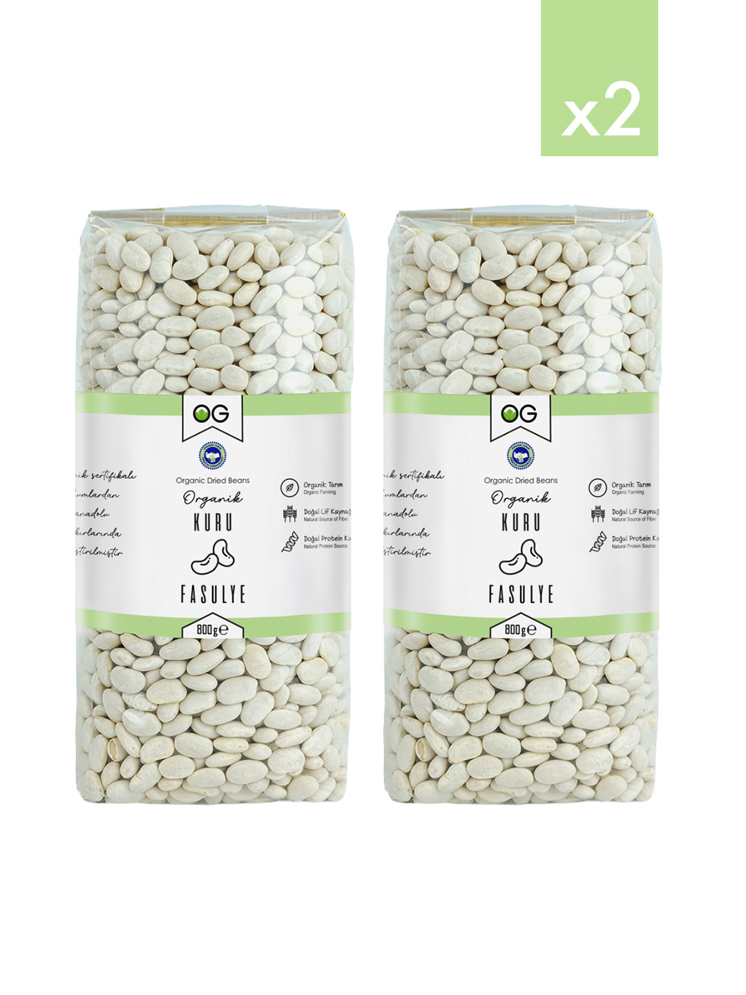 2’li Organik Kuru Fasulye 800 Gr