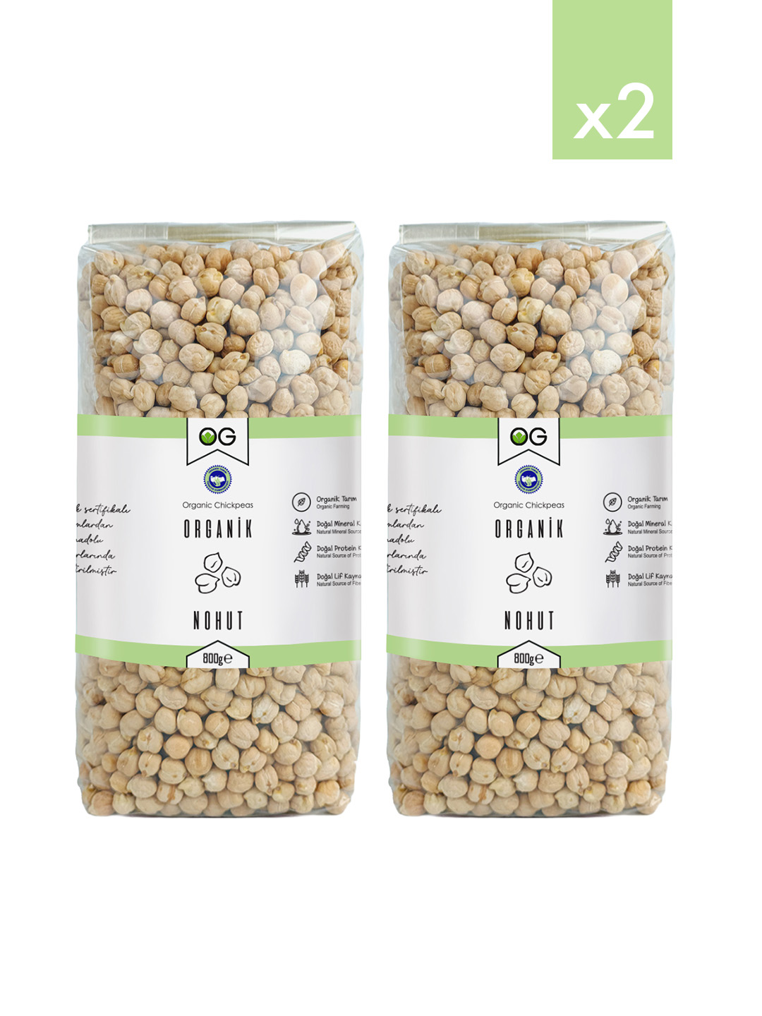 2’li Organik Nohut 800 Gr
