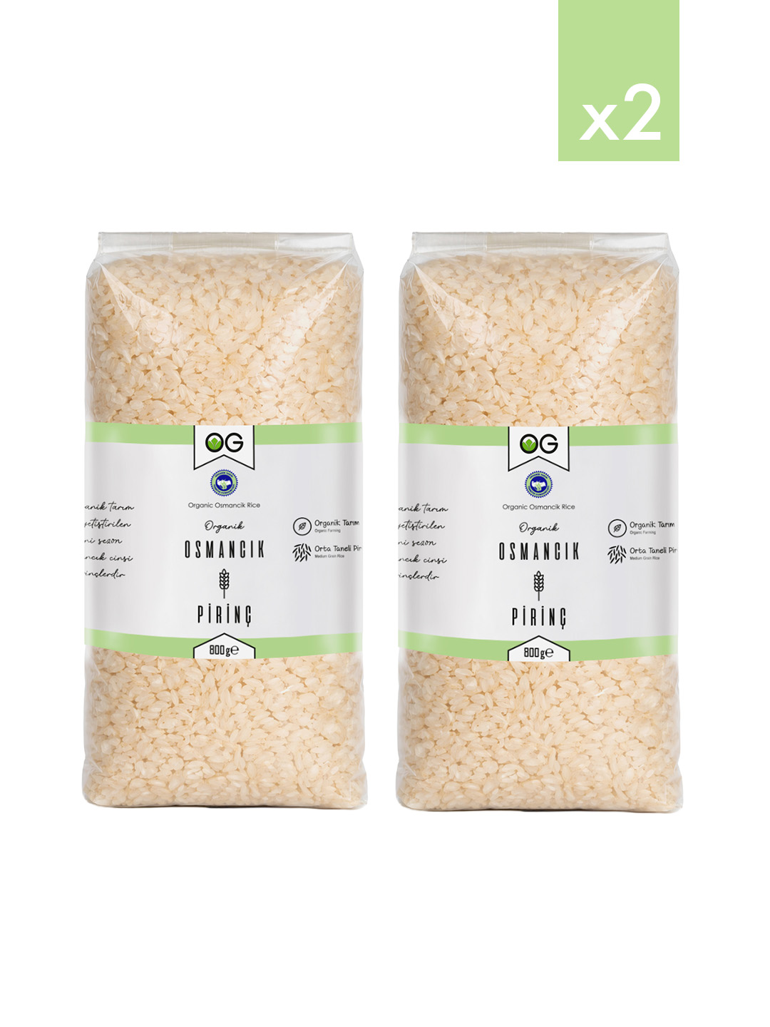 2’li Organik Osmancık Pirinç 800 Gr
