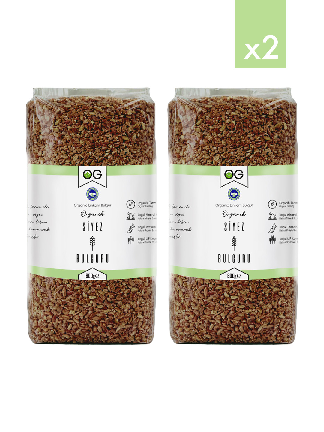 2’li Organik Pilavlık Siyez Bulguru 800 Gr