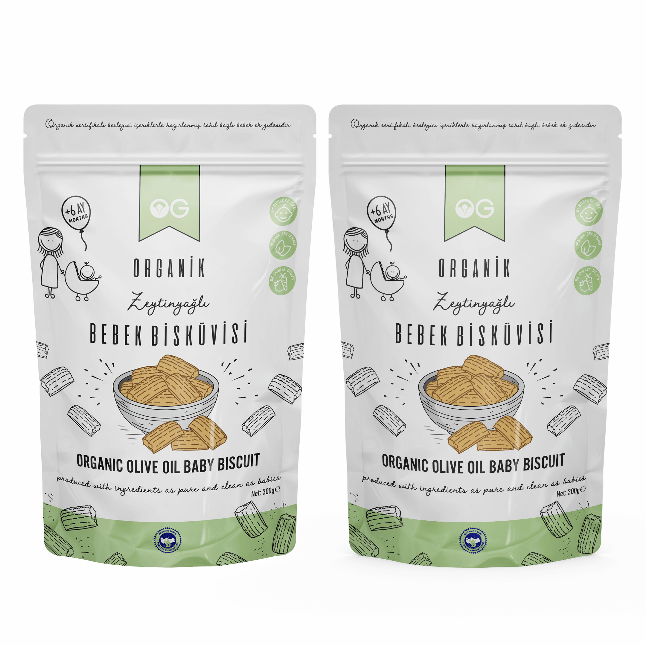 2'li Organik Bebek Bisküvisi 2x300 Gr +6 Ay