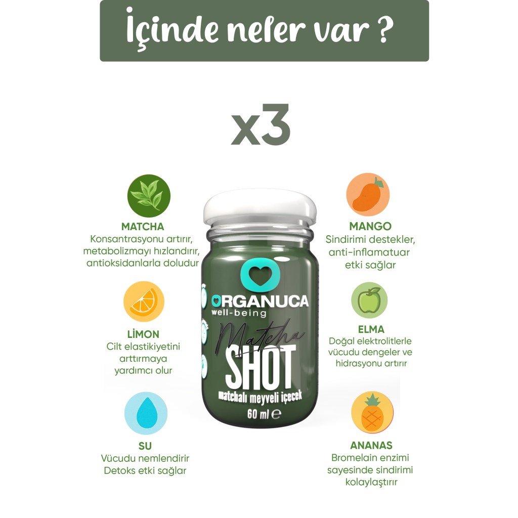 3'lü Matchalı Meyveli İçecek Shot 60 Ml 3'lü Matchalı Meyveli İçecek Shot 60 Ml