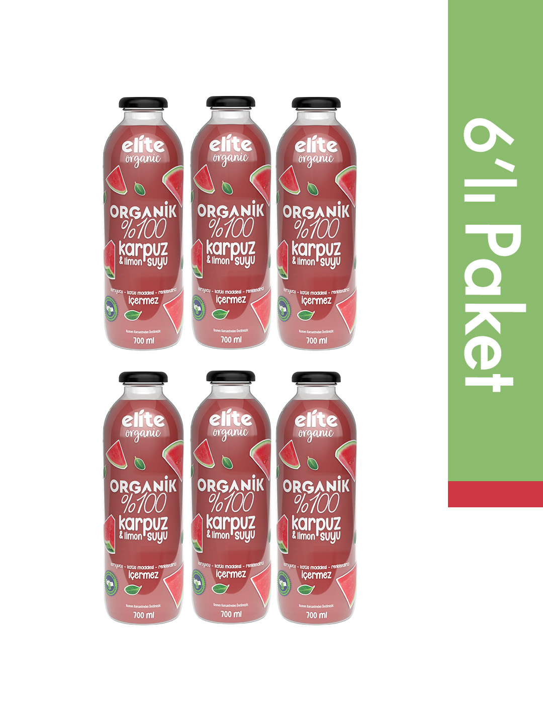 6'lı Organik %100 Karpuz & Limon Suyu 700 Ml