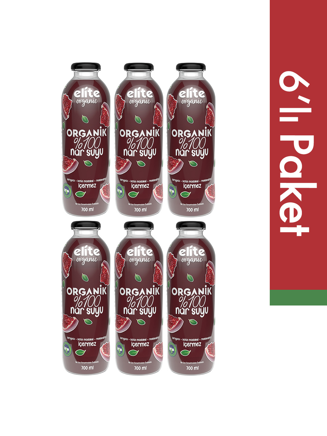 6'lı Organik %100 Nar Suyu 700 Ml