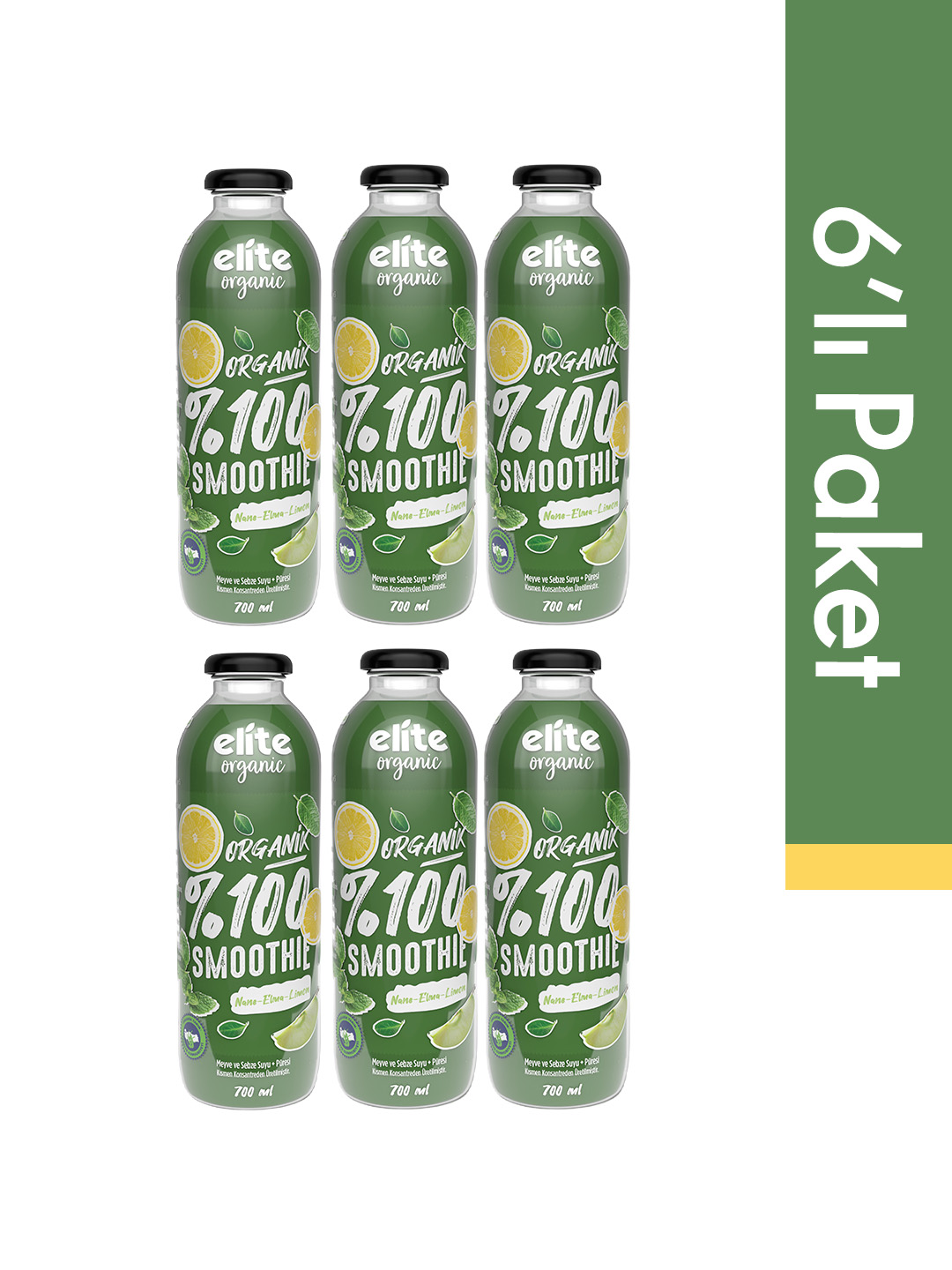 6'lı Organik %100 Smoothie Yeşil 700 Ml