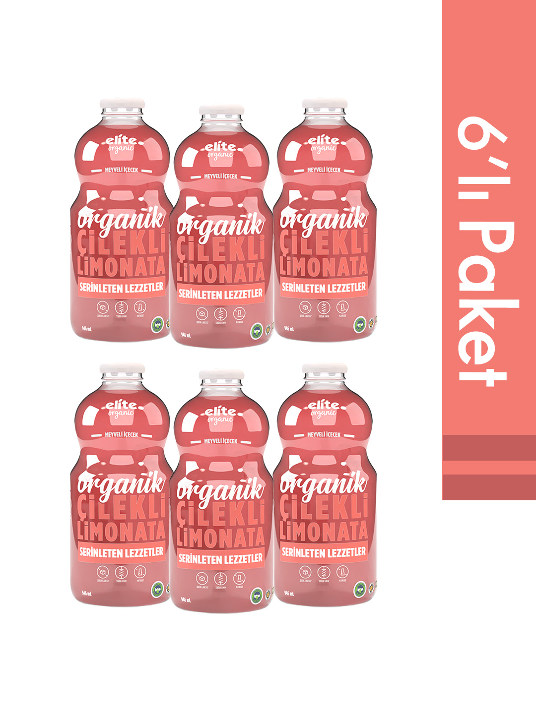 6'lı Organik Çilekli Limonata 946 Ml