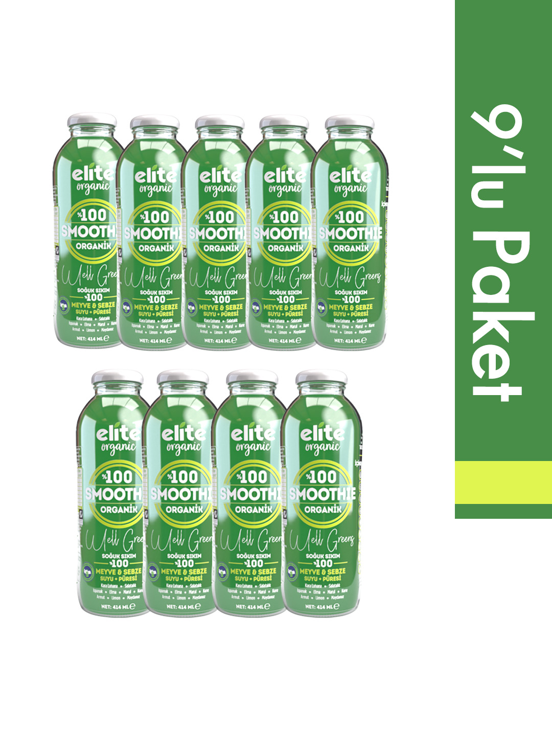 9'lu Organik Smoothie Well Greens 414 Ml