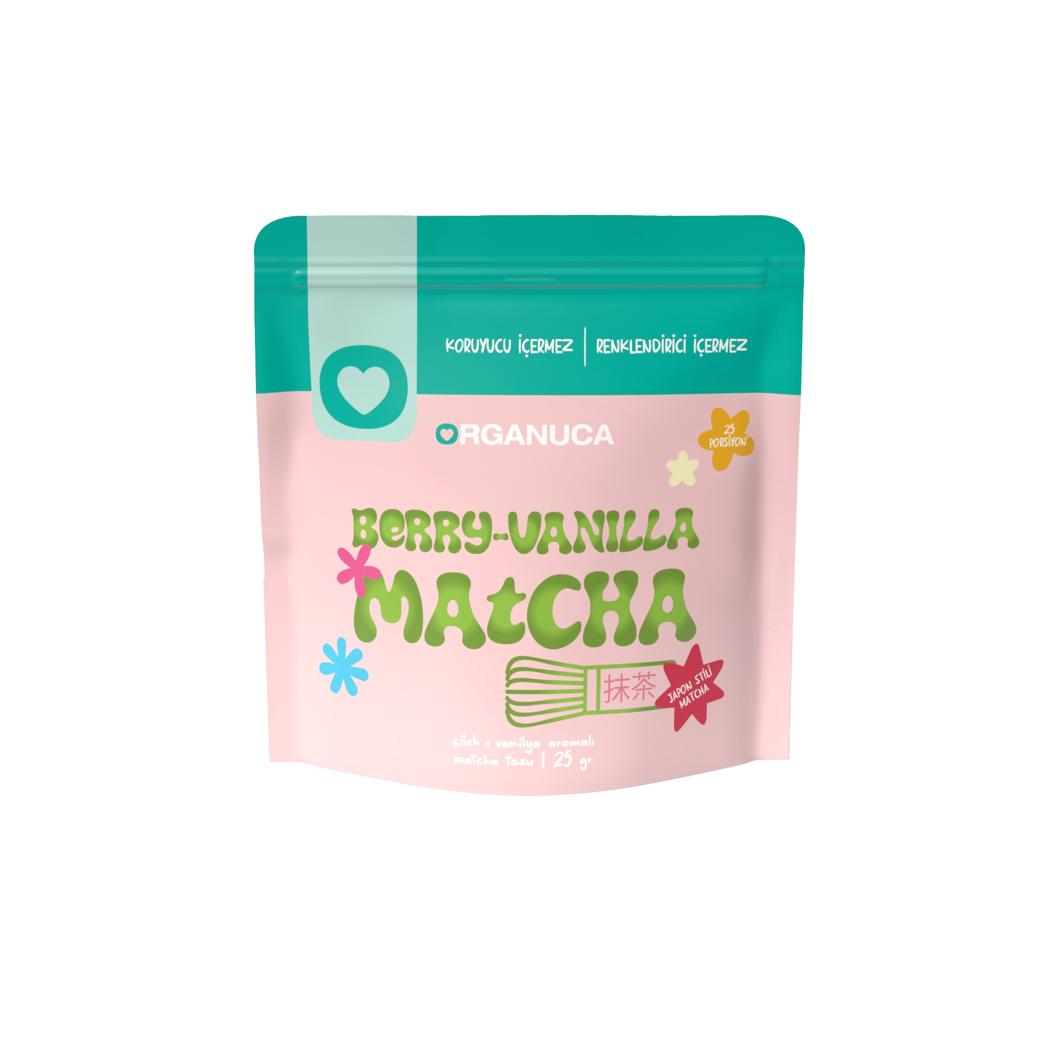Çilek ve Vanilya Aromalı Matcha Tozu 25 G - Berry-Vanilla Matcha