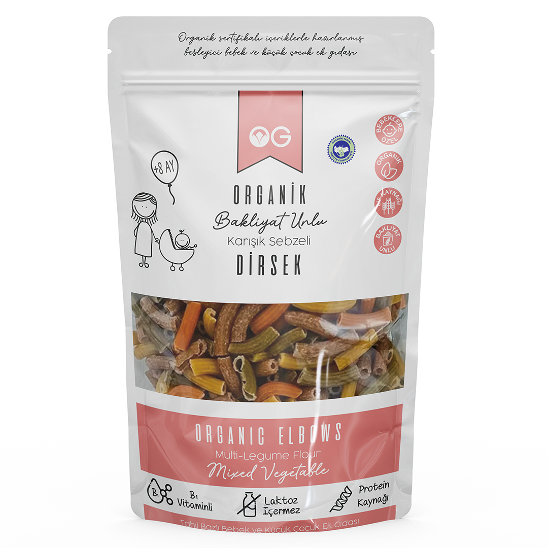 Organik Karışık Sebzeli Bakliyat Unlu Dirsek Makarna 200 Gr +8 Ay Organik Karışık Sebzeli Bakliyat Unlu Dirsek Makarna 200 Gr +8 Ay