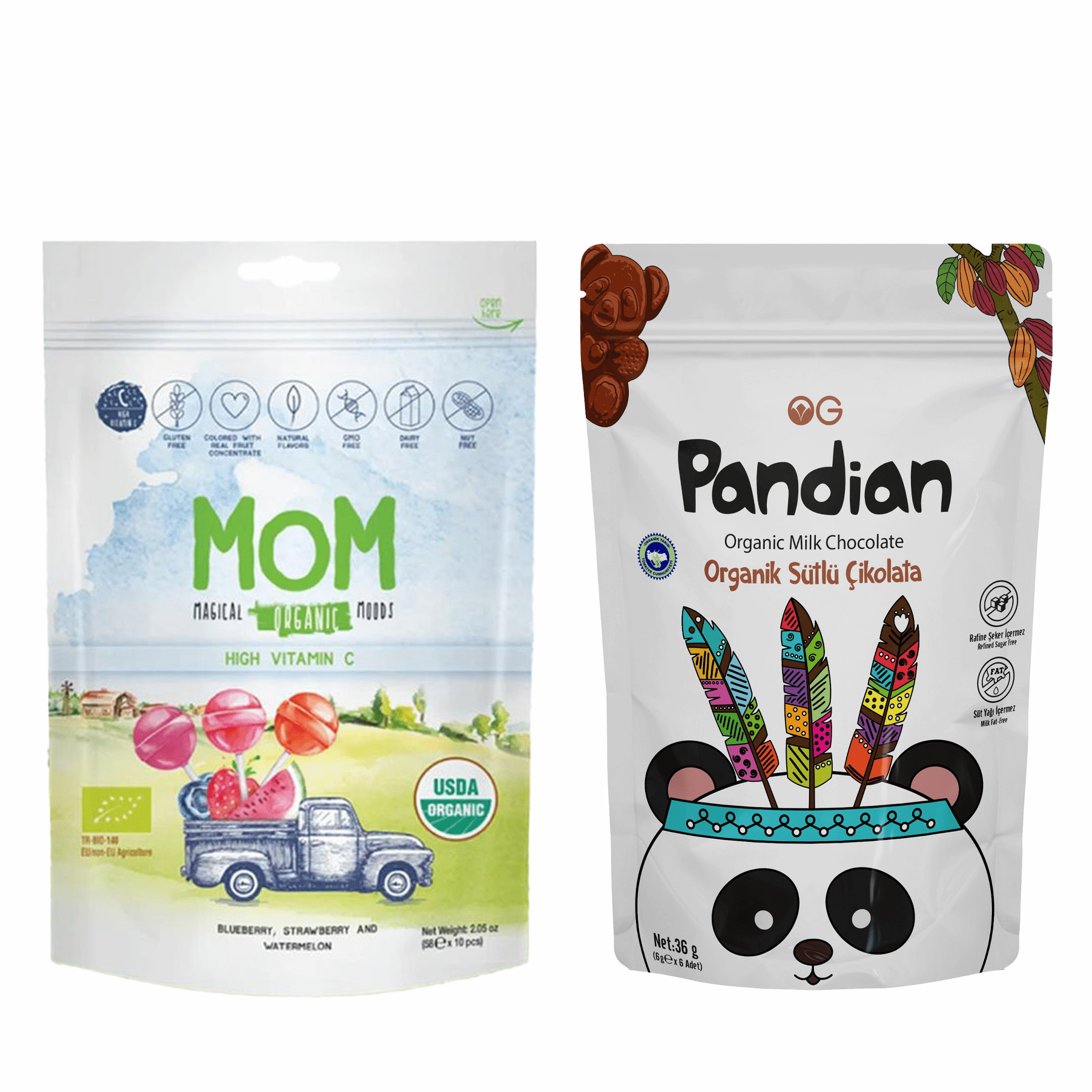 Organik Pandian Çikolata ve Organik Lolipop