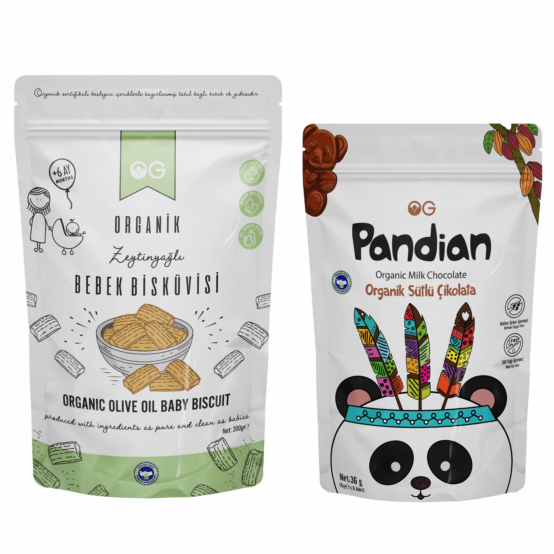 Organik Pandian Çocuk Çikolatası Ve Organik Bebek BisküvisiSeti