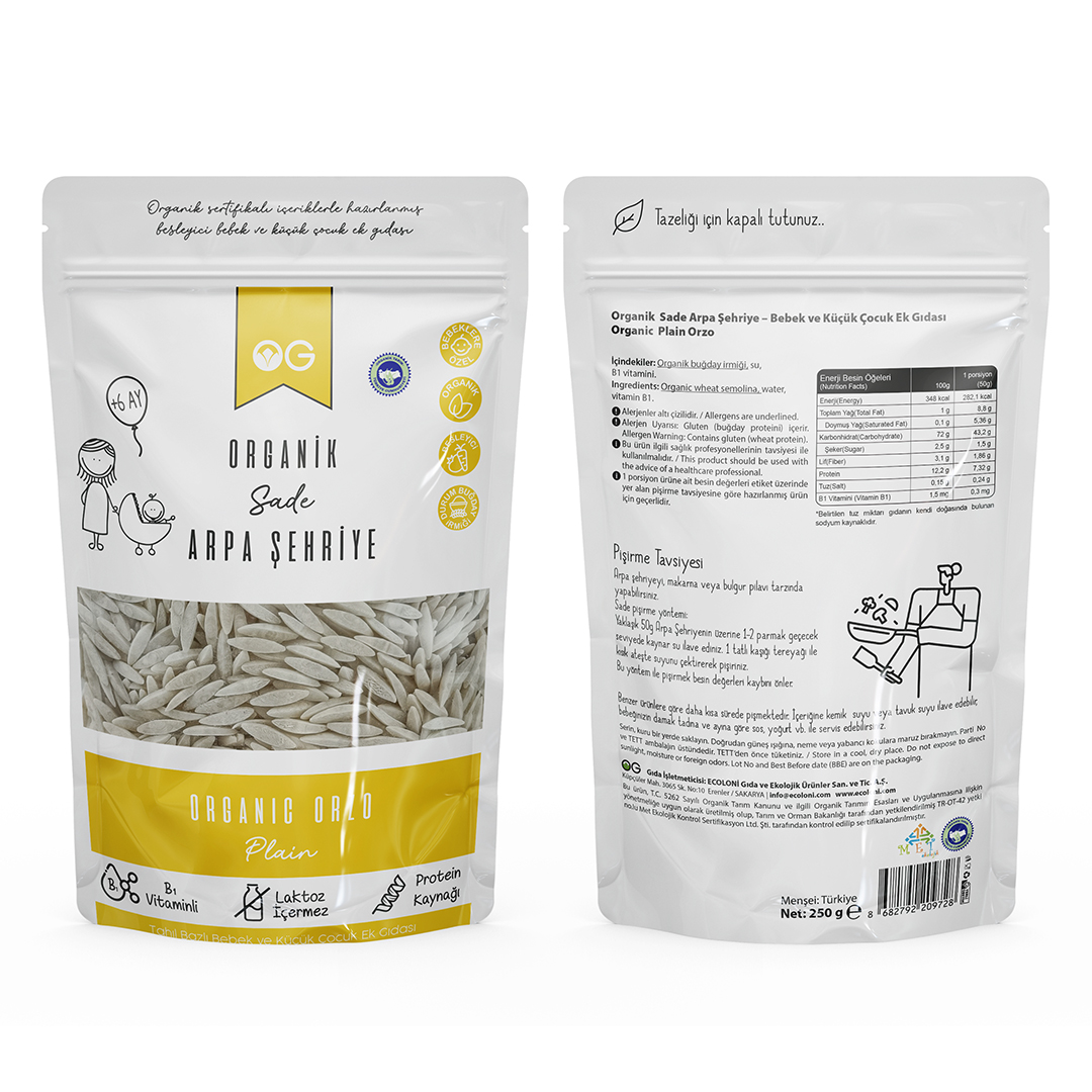 Organik Sade Arpa Şehriye 250 Gr +6 Ay Organik Sade Arpa Şehriye 250 Gr +6 Ay