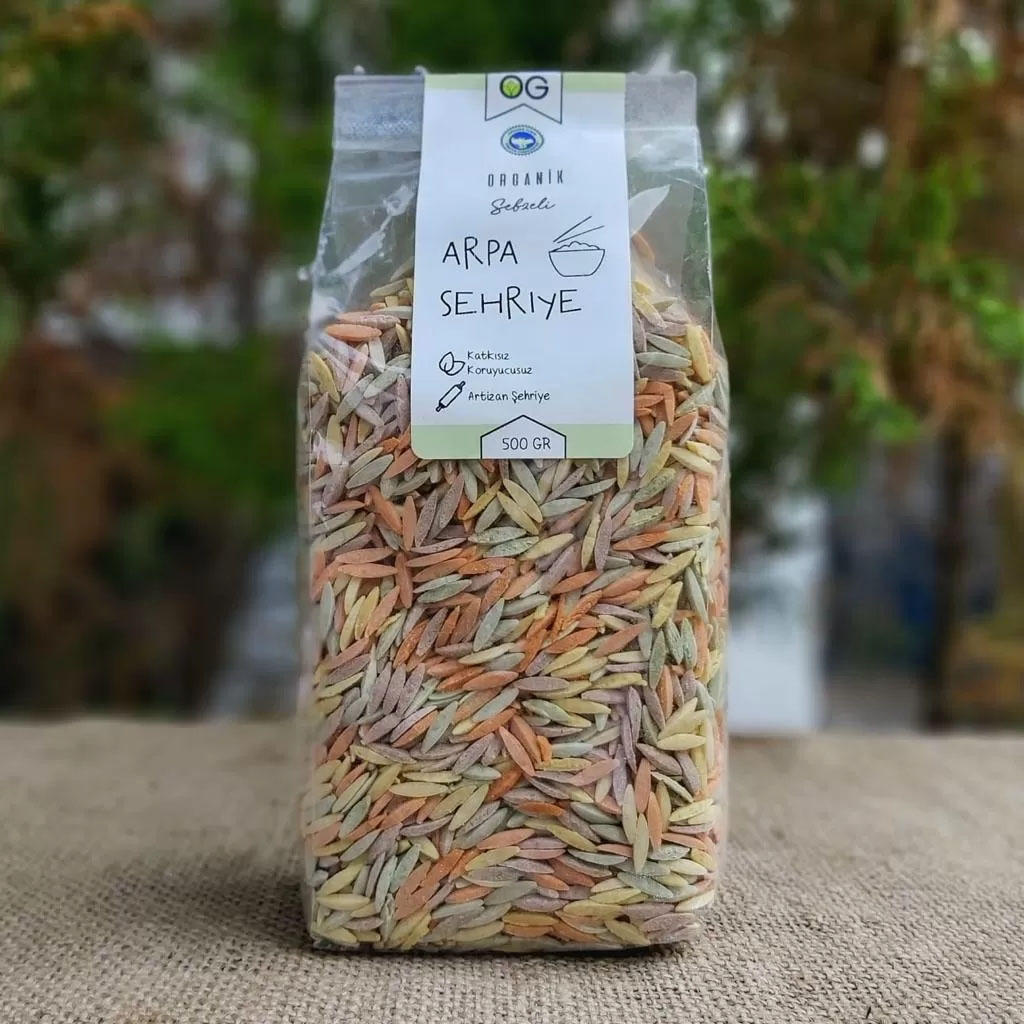 Organik Sebzeli Artizan Arpa Şehriye 500 Gr