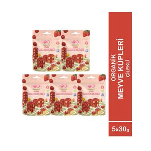 5'li Organik Çilekli Meyve Küpleri (5 x 30 Gr)